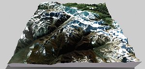Mountain landscape The Kabardino Balkarian Alpine Reserve 3D