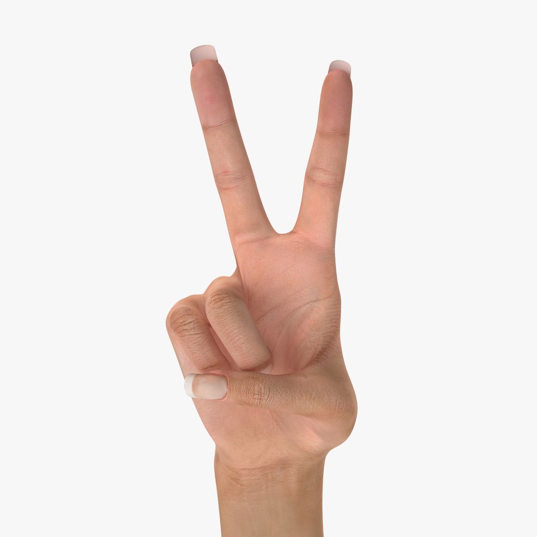Female Hand 2 Peace Gesture 3D model preview