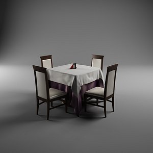 classic table chairs 3d model