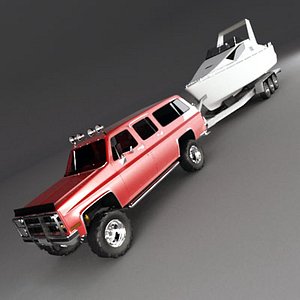 suv boat trailer motorboat 3d model
