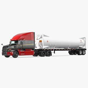 Mack Anthem Truck with LNG Semi Trailer Gas Tank Rigged 3D