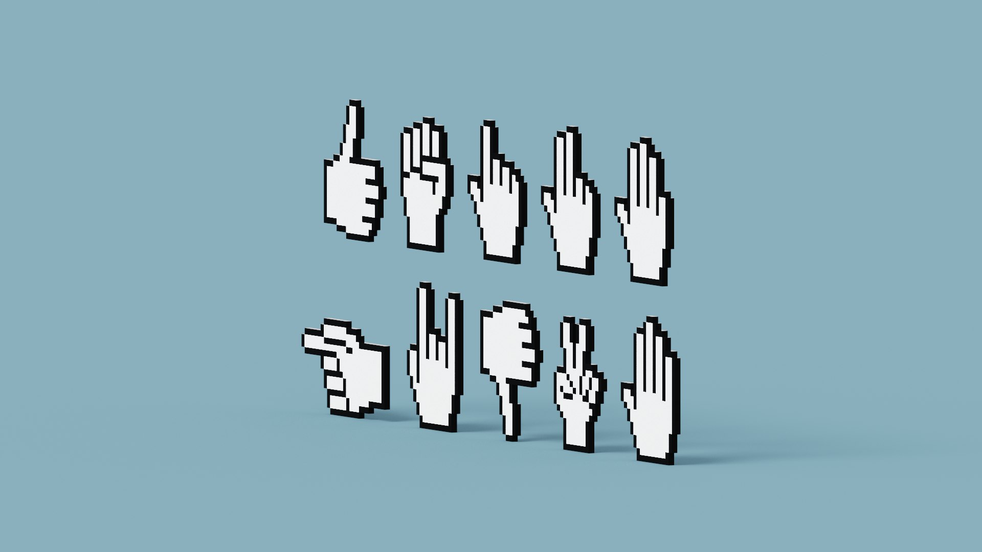 Pixel Hand Icons 3D Model - TurboSquid 2026546