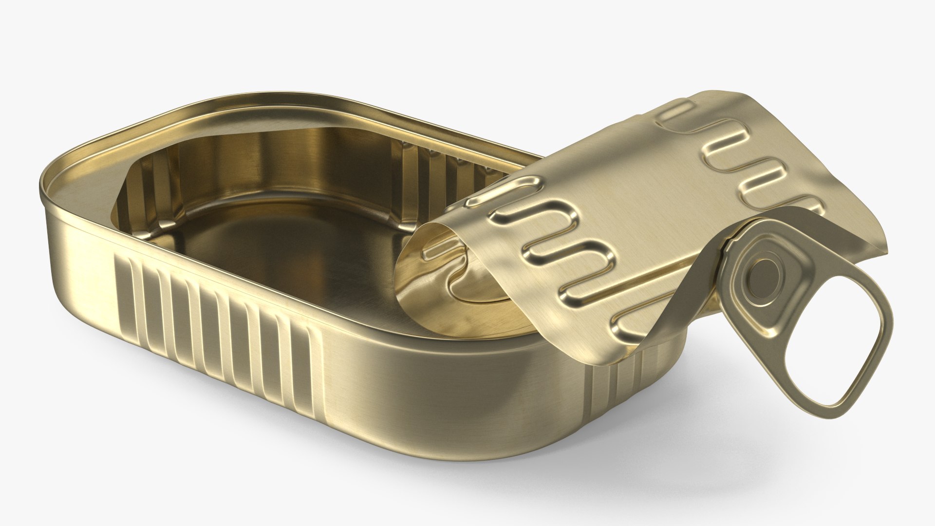 Open Empty Rectangular Tin Can 3D model preview