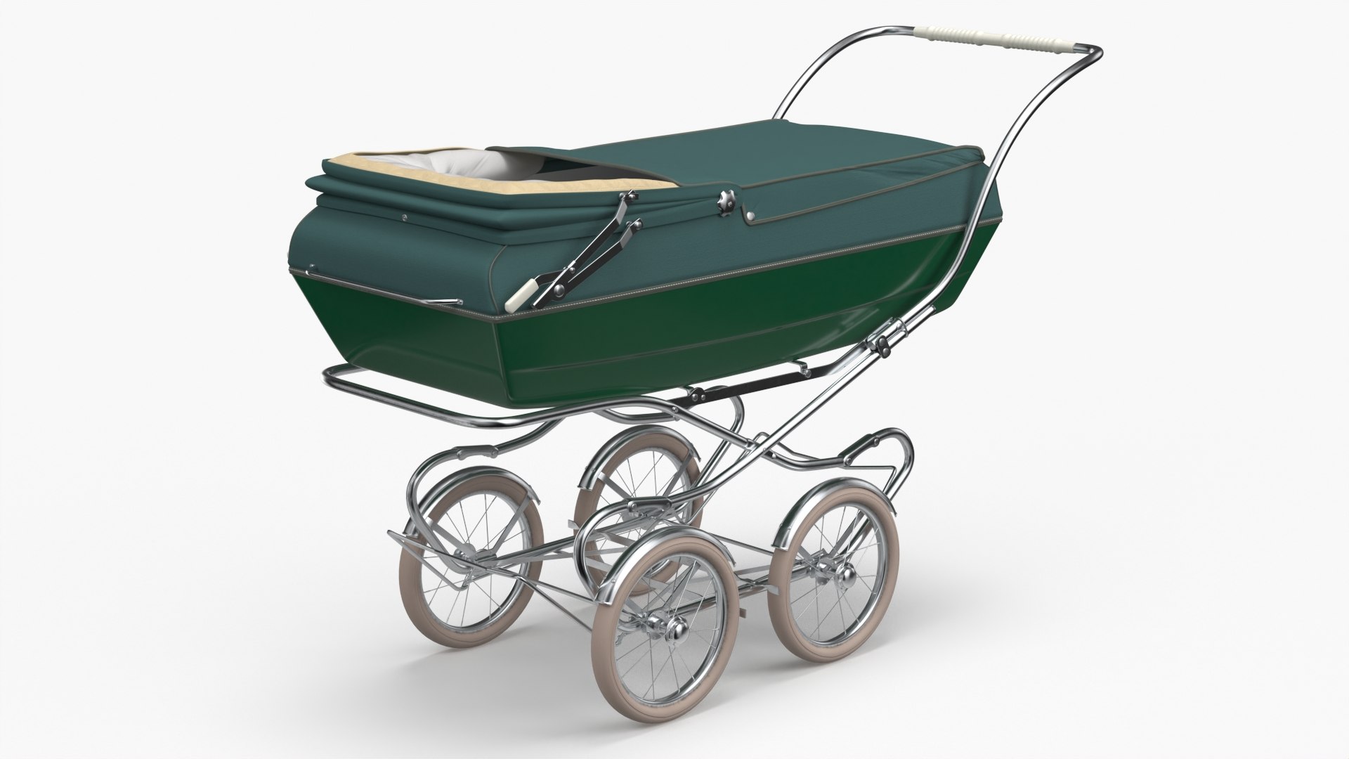 Bilt Rite Vintage Sleeping Stroller with Canopy Folded 3D model preview