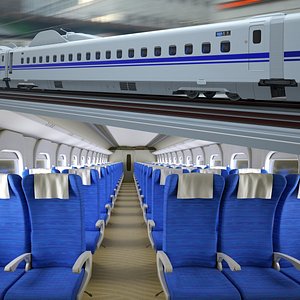Shinkansen N700S Electric Railcar and Pantograph with Interior
