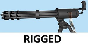 Chaingun Minigun with bullet chain (rigged)