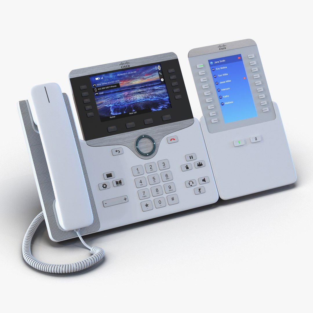 Cisco IP Phone 8861 and Expansion Module White 3D Model 3D model preview