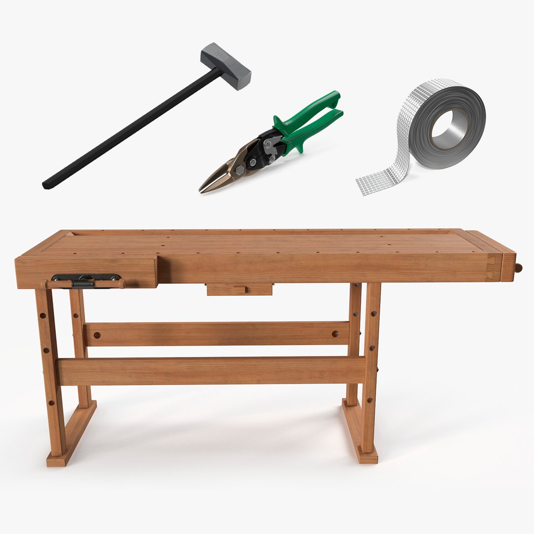 Workbench with Industrial Tools Collection 3D model preview