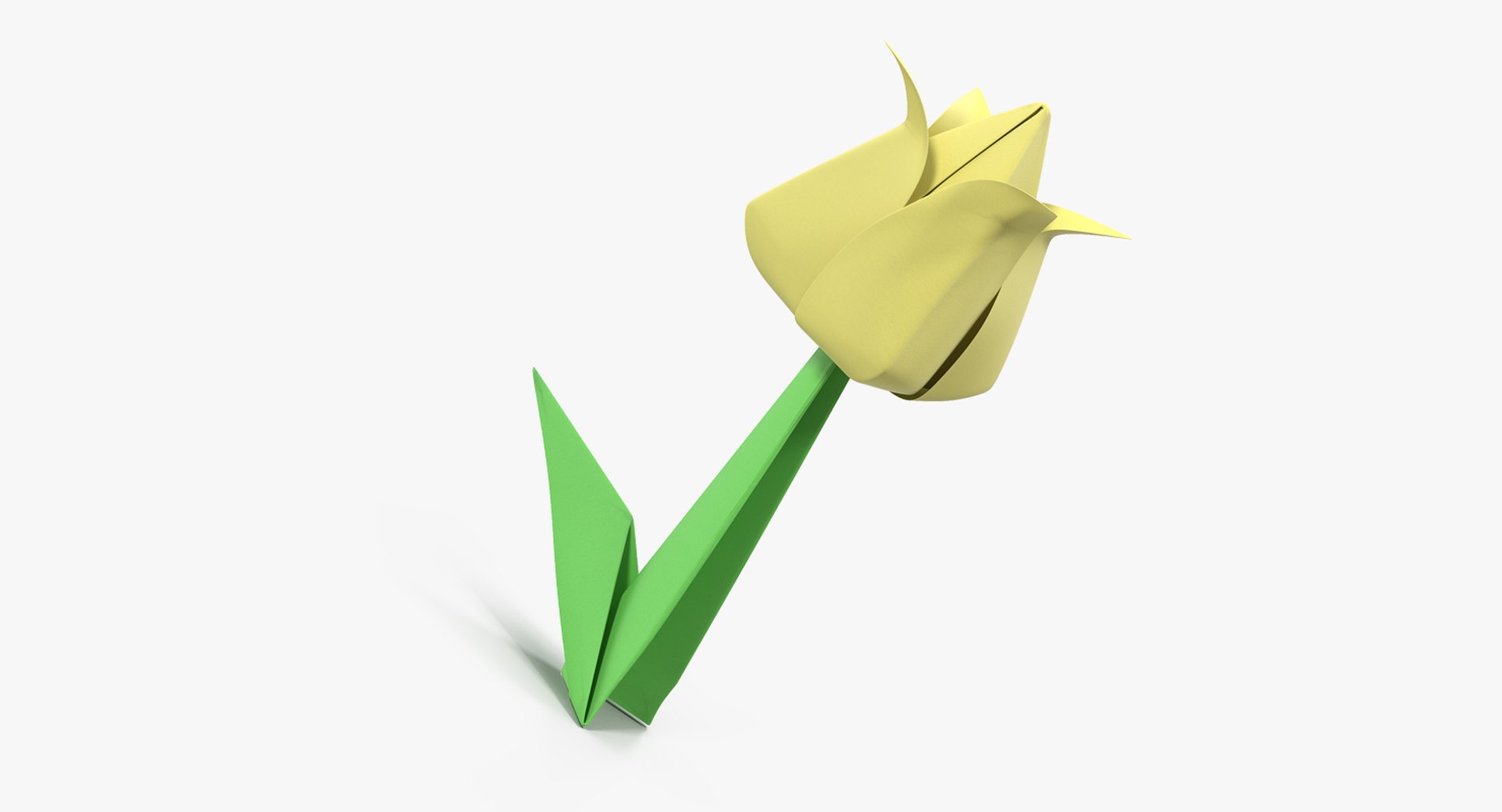 Origami Flower Yellow Tulip 3D model preview