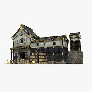 Asian ancient residential Bookstore 3D model