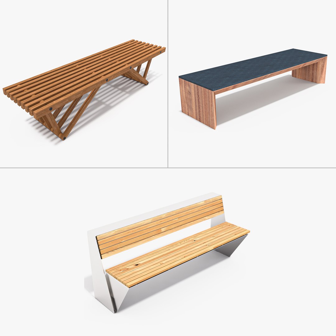 3D Model Wooden Bench Collection - TurboSquid 1992666