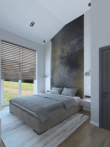 Spacious bedroom with wardrobe 3D