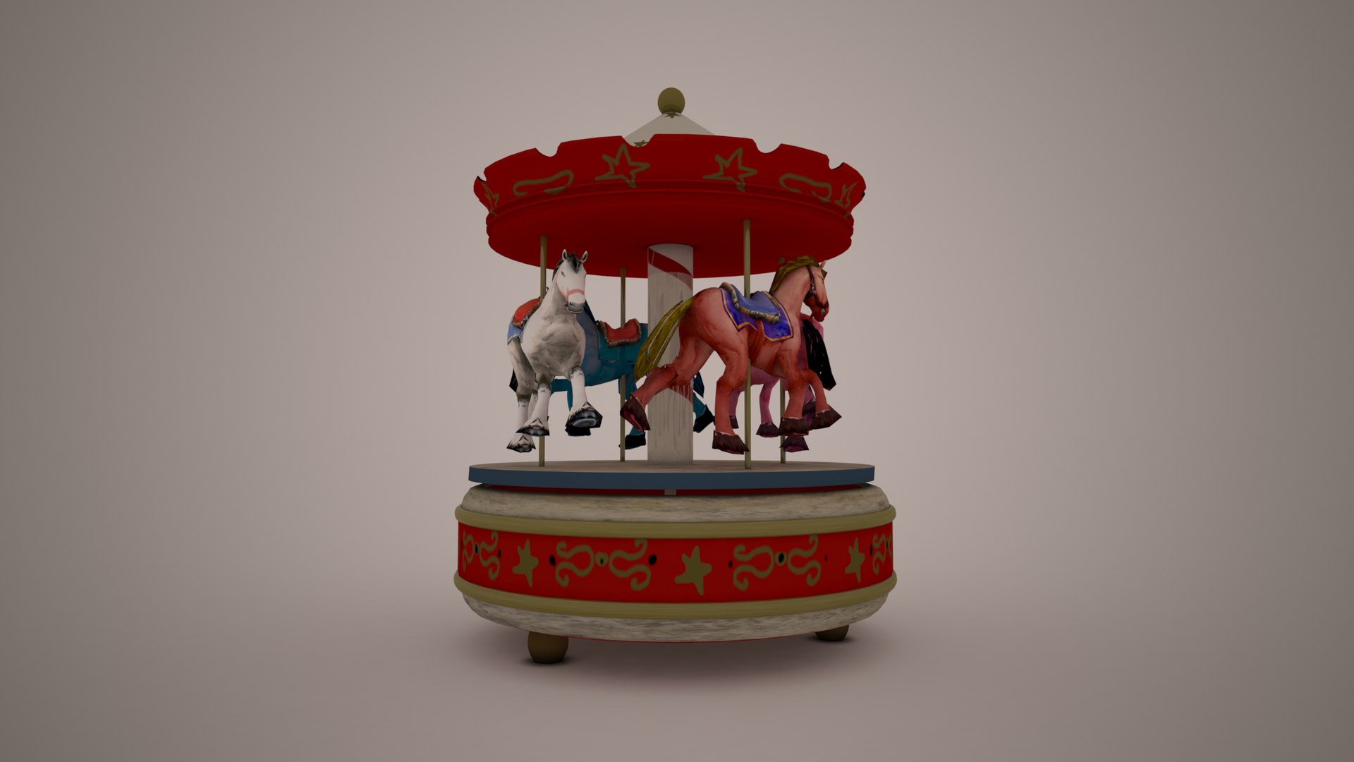 3d old carousel toy model