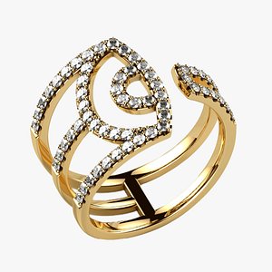 3D Diamonds Undercut Open Fashion Gold Ring model