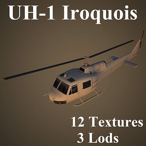 3ds max uh-1 iroquois helicopter single