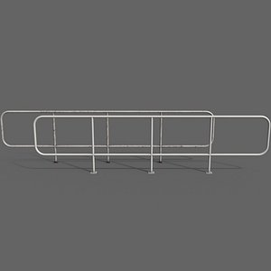 3D PBR Pedestrian Guard Rail White V5 model