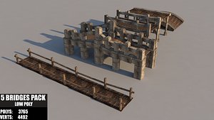 wood wooden bridge 3D model