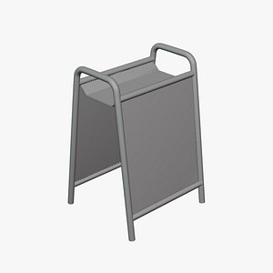 3D Metal Frame Sign Stand - Geometry Only No Textures No Materials model