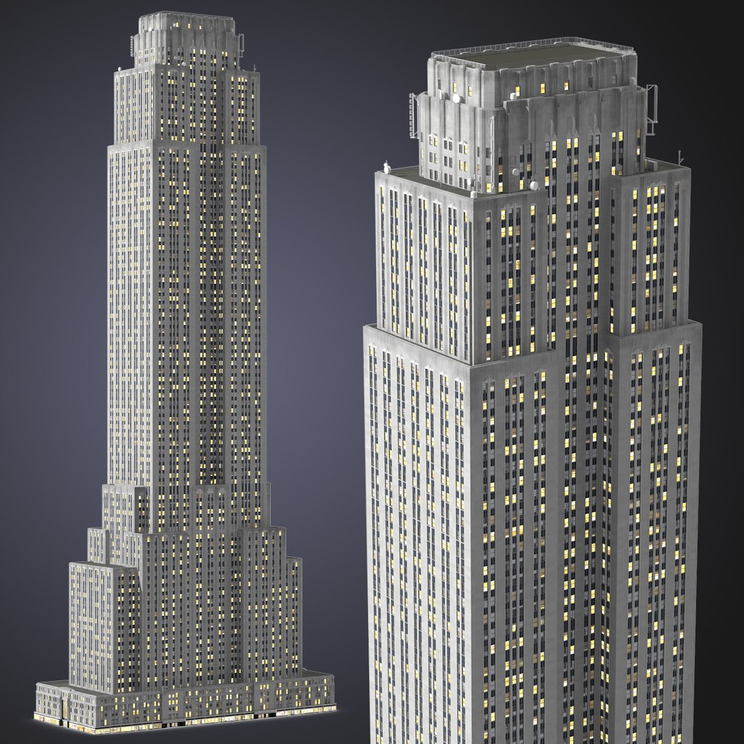 Old Skyscraper Night Glow 3D model preview