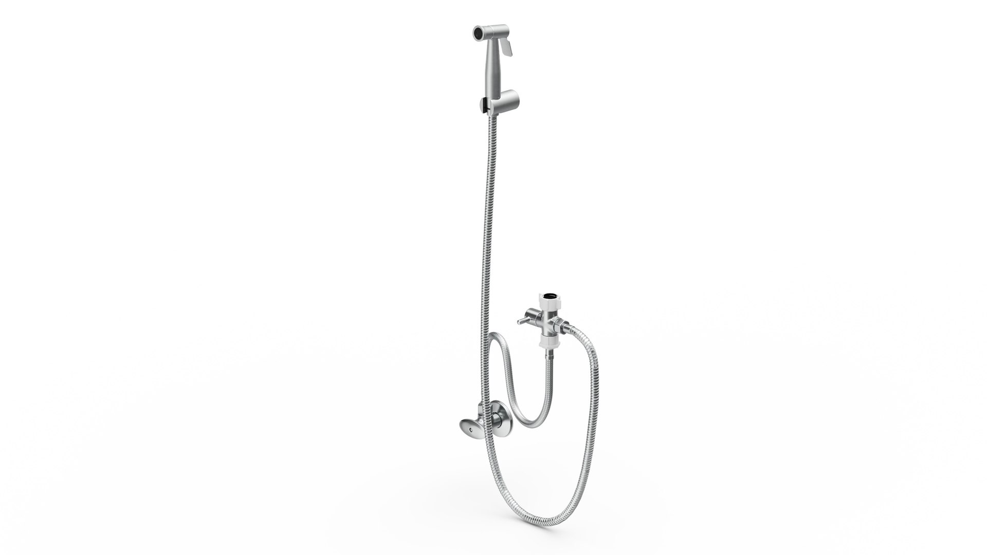 Wall-Mounted Black Handheld Bidet Sprayer 3D model preview