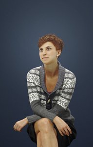 Luna Casual Caucasian Female in a sweater Sitting Listening