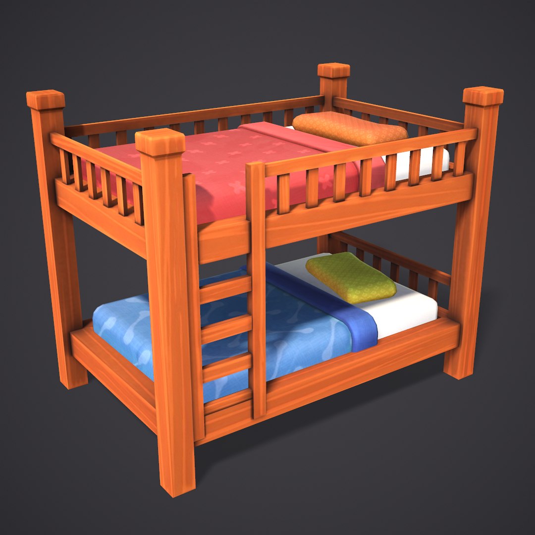 3d bed cartoon stylized model https://pturbosquid