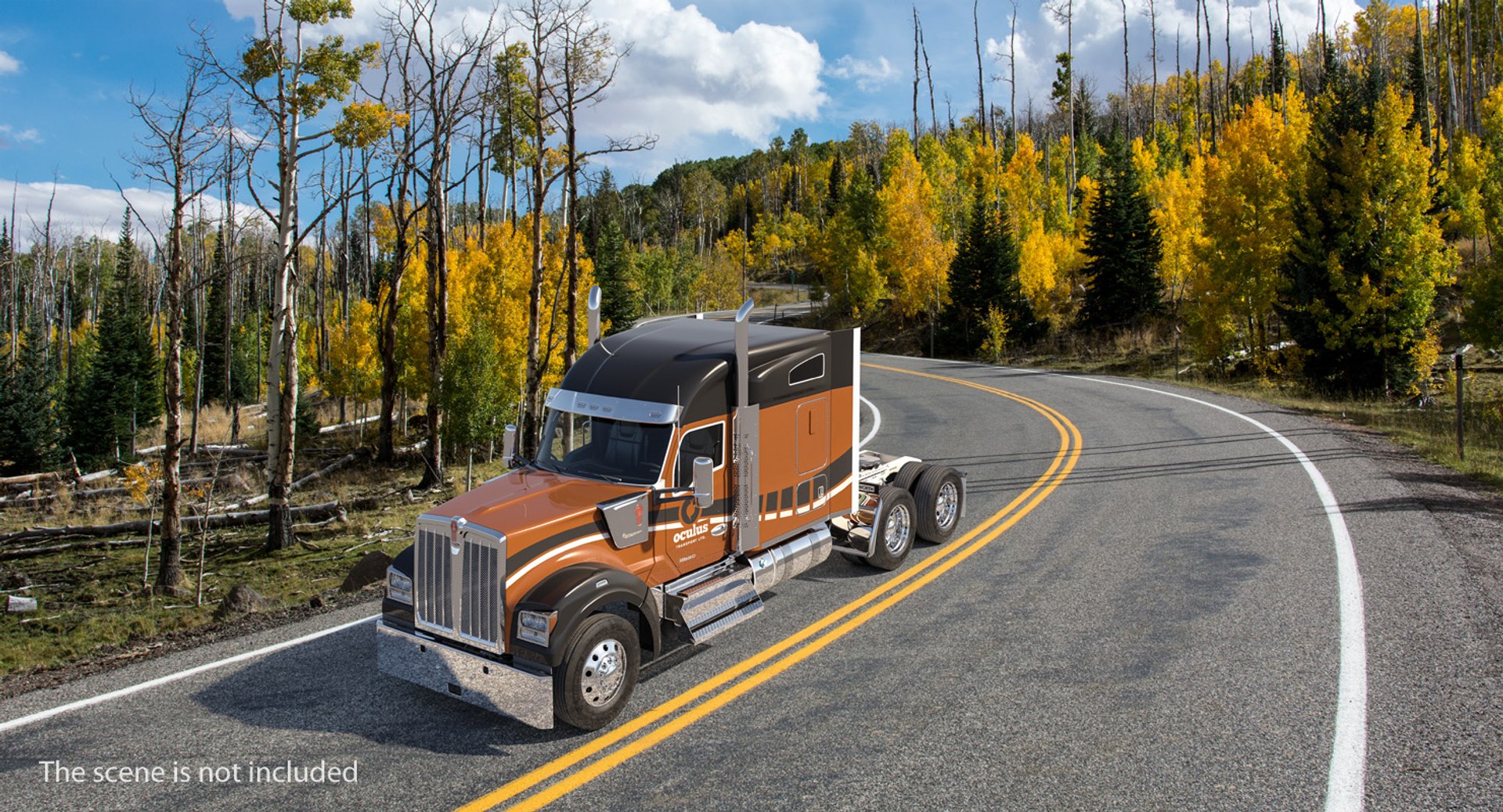 Kenworth W990 Rigged 3D Model 3D model preview