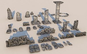 concrete rock tile 3D