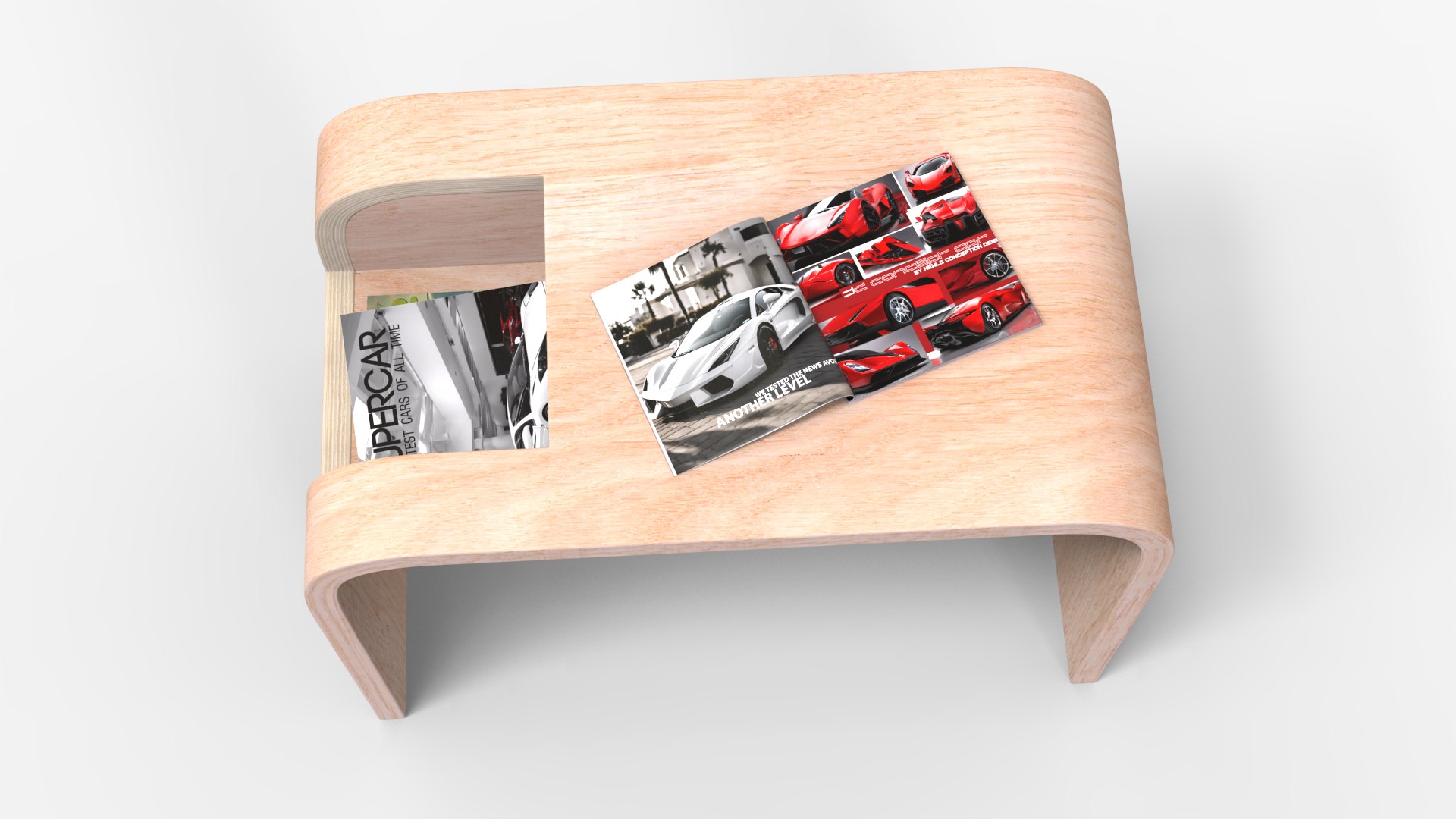 C Side Table Design With Magazines 3D Model - TurboSquid 2253389