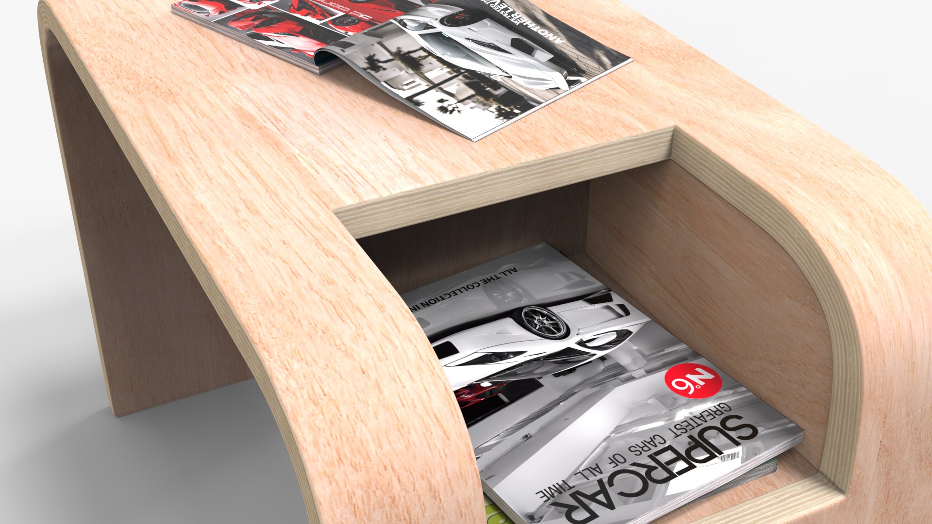 C Side Table Design With Magazines 3D Model - TurboSquid 2253389