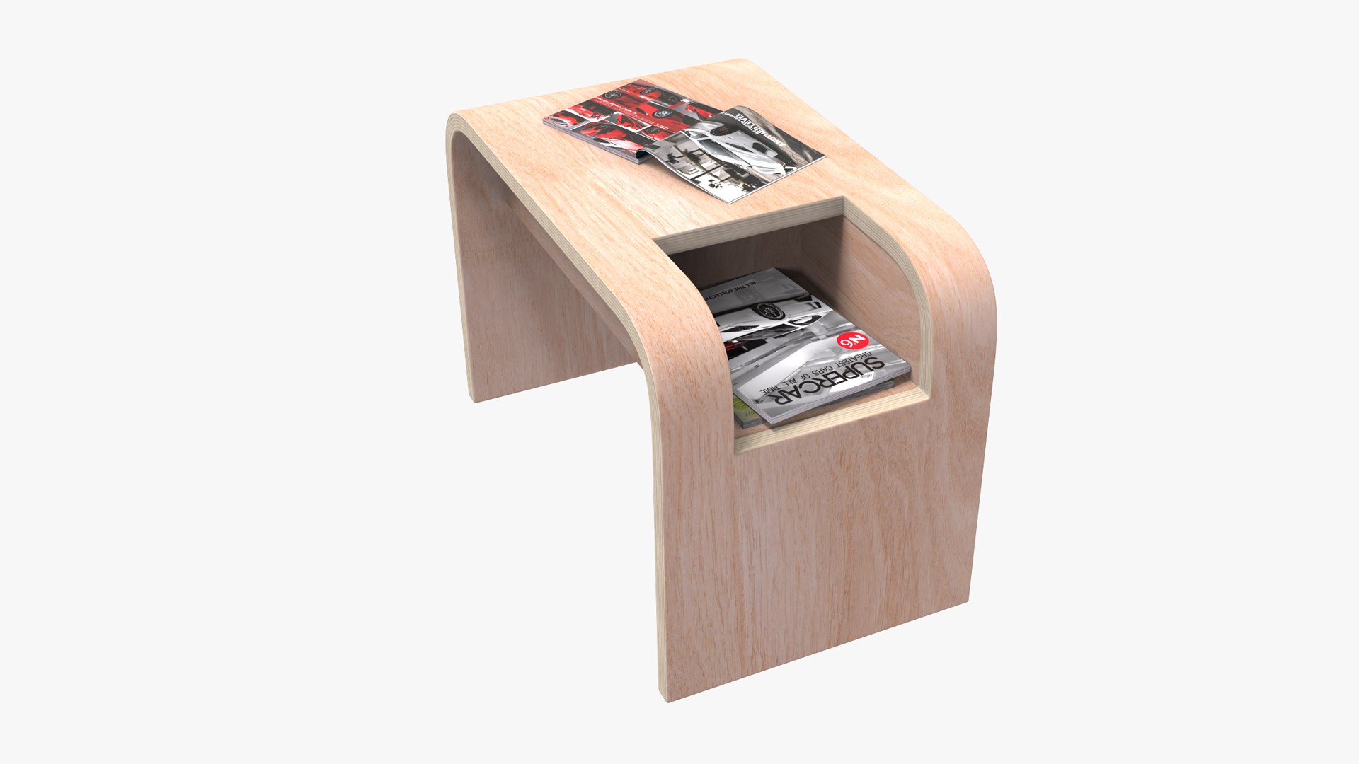 C Side Table Design With Magazines 3D Model - TurboSquid 2253389