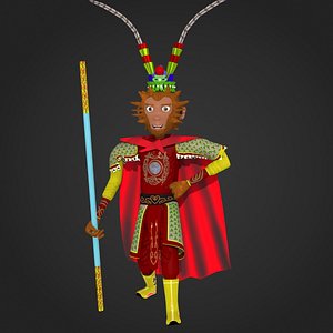 3D cartoon monkey king modelled