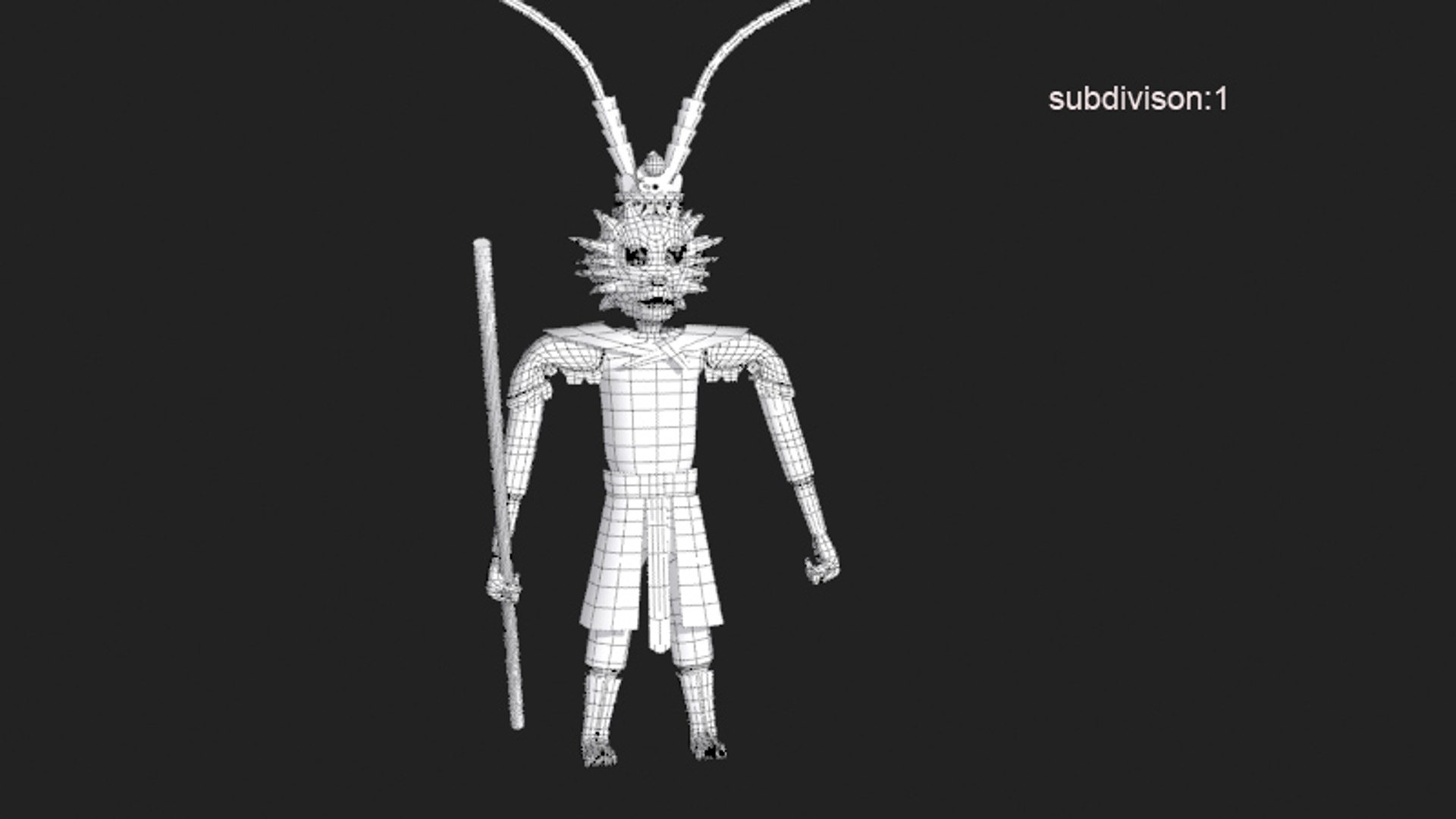 3D cartoon monkey king modelled https://p.turbosquid.com/ts-thumb/CW/GLfnY1/zEtzZix6/wire2/jpg/1599471623/1920x1080/fit_q87/0c904af45d70957b668639af5af4c1ced072eae3/wire2.jpg