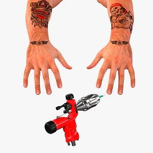 Tattoo Machine with Hands Collection 3D model