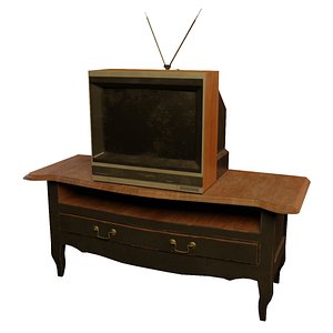Vintage TV with Stand 3D model