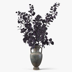 3D Eucalyptus Branches in Antique Vase Violet model