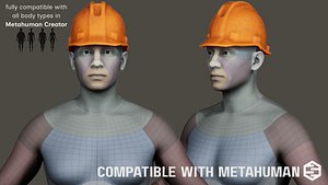 Construction Work Orange Helmet - MetaHuman Compatible Low-poly 3D model