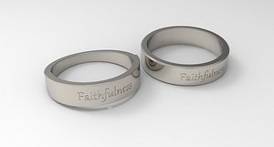 Faithfulness Couple Ring Platinum 3D