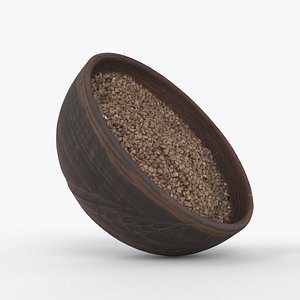 Photorealistic 3D scan of Bowl plate of buckwheat porridge