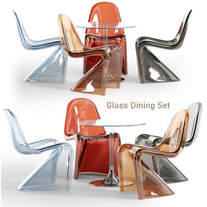 3D Glass Dining set model