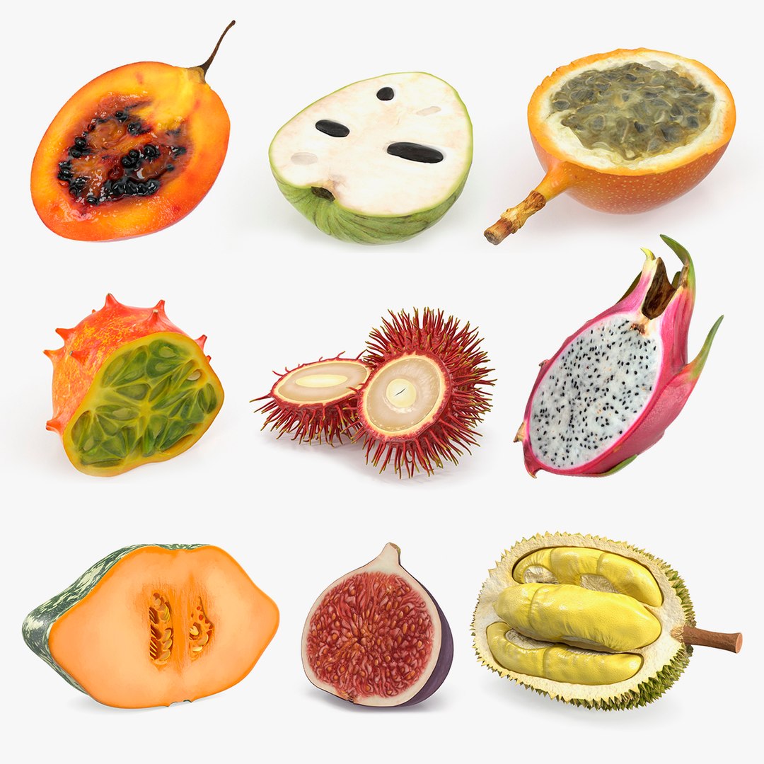 Cutted Exotic Fruits Collection 5 3D model preview