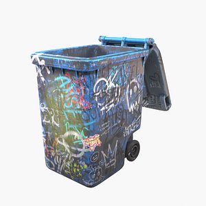 Graffiti Trash Wheelie Bin - PBR 3D Model