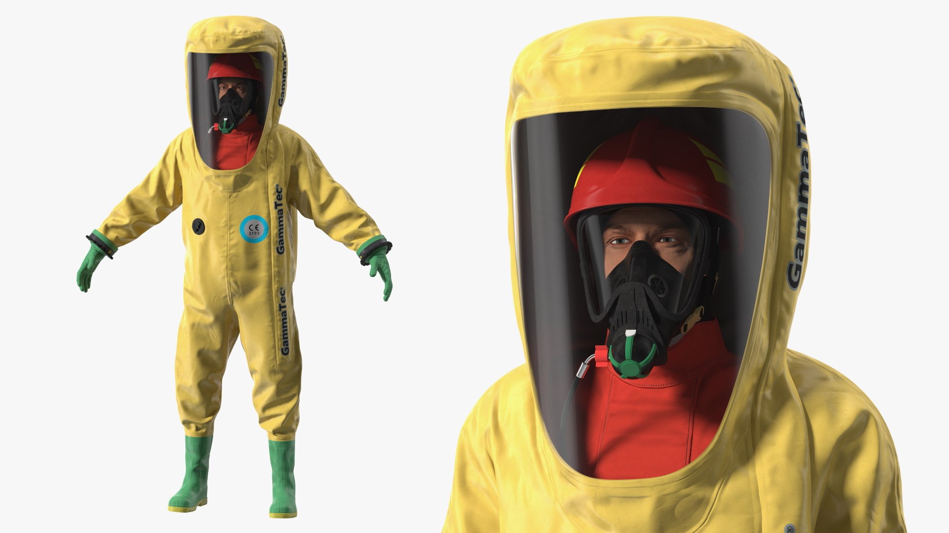 Heavy Duty Chemical Protective Suit Yellow Rigged for Modo 3D model preview