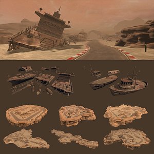 3D Desert Racing Roads model