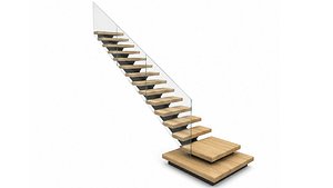 Modern metal stairs Straight 3D model