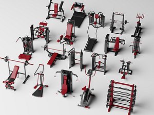 Commercial Gym Fitness Equipment Pack 3D Model 3D model
