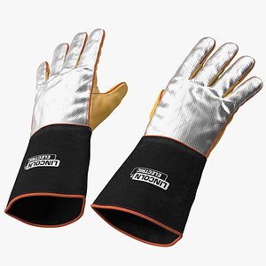 3D Lincoln Electric Reflective Welding Gloves Rigged for Modo