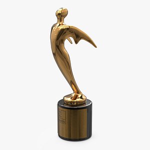 3D Telly Awards Gold Trophy on Black Base Gold