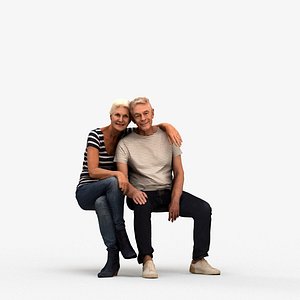 00428Enzo010 - Senior Caucasian couple sitting together bonding at home in summer clothing 3D model