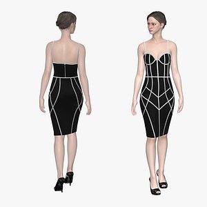 Bustire dress Marvelous Designer or Clo3D ZPRJ 3D model